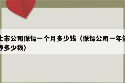 上市公司保镖一个月多少钱（保镖公司一年能挣多少钱）