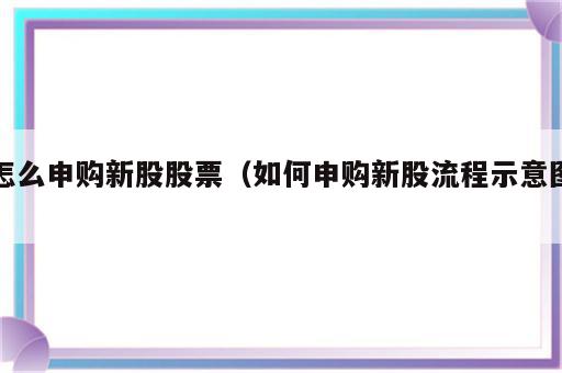 怎么申购新股股票（如何申购新股流程示意图）