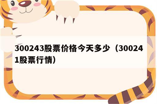 300243股票价格今天多少（300241股票行情）