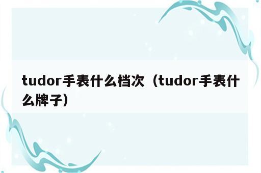 tudor手表什么档次（tudor手表什么牌子）