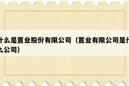 什么是置业股份有限公司（置业有限公司是什么公司）