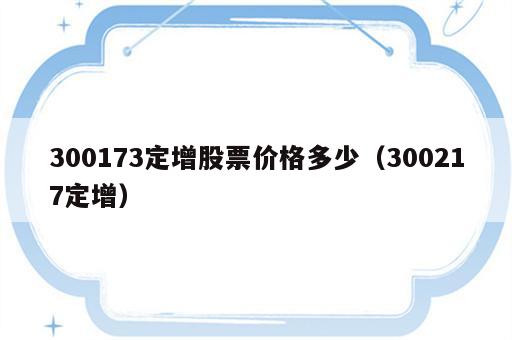 300173定增股票价格多少（300217定增）