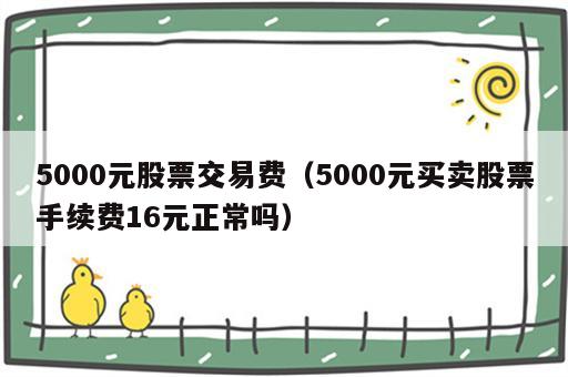 5000元股票交易费（5000元买卖股票手续费16元正常吗）