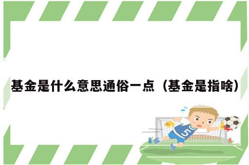 基金是什么意思通俗一点（基金是指啥）