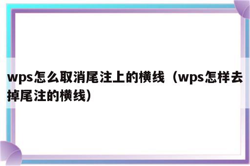 wps怎么取消尾注上的横线（wps怎样去掉尾注的横线）