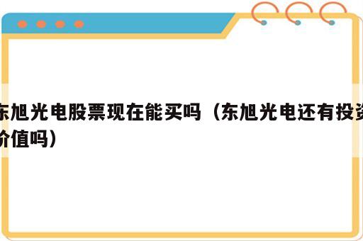 东旭光电股票现在能买吗（东旭光电还有投资价值吗）