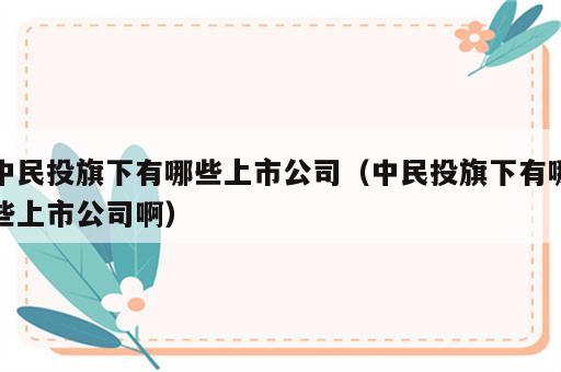 中民投旗下有哪些上市公司（中民投旗下有哪些上市公司啊）