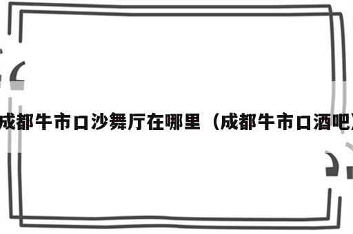 成都牛市口沙舞厅在哪里（成都牛市口酒吧）