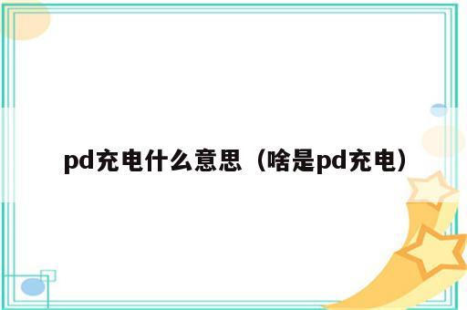 pd充电什么意思（啥是pd充电）