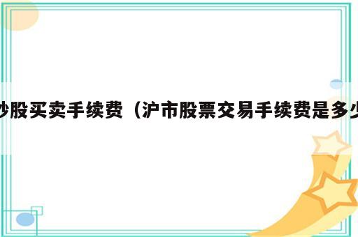 炒股买卖手续费（沪市股票交易手续费是多少）