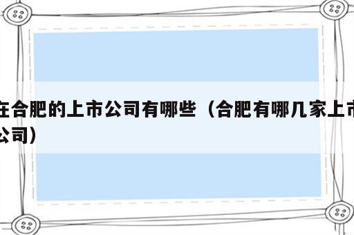 在合肥的上市公司有哪些（合肥有哪几家上市公司）