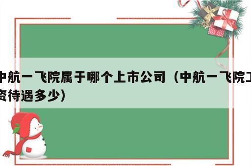 中航一飞院属于哪个上市公司（中航一飞院工资待遇多少）