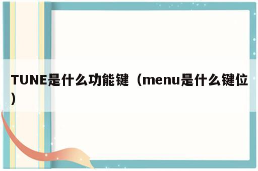 TUNE是什么功能键（menu是什么键位）