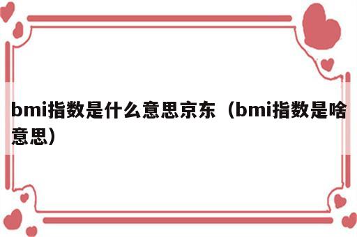 bmi指数是什么意思京东（bmi指数是啥意思）