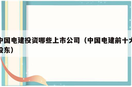 中国电建投资哪些上市公司（中国电建前十大股东）