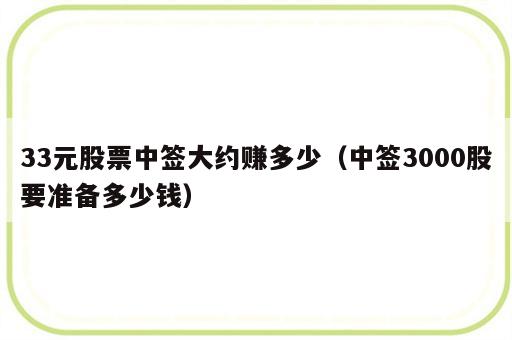 33元股票中签大约赚多少（中签3000股要准备多少钱）