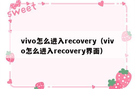 vivo怎么进入recovery（vivo怎么进入recovery界面）