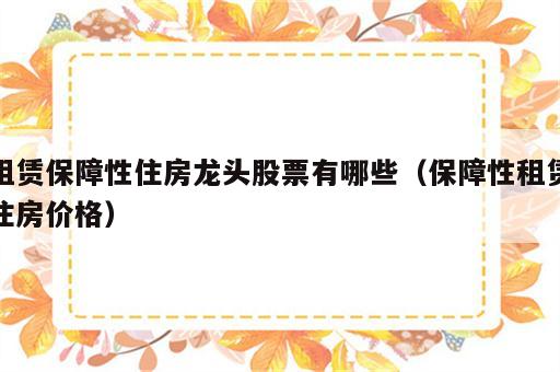 租赁保障性住房龙头股票有哪些（保障性租赁住房价格）