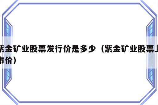 紫金矿业股票发行价是多少（紫金矿业股票上市价）