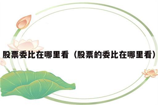 股票委比在哪里看（股票的委比在哪里看）