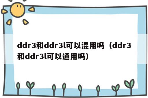 ddr3和ddr3l可以混用吗（ddr3和ddr3l可以通用吗）