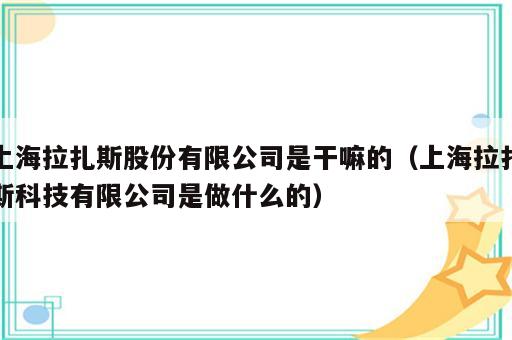 上海拉扎斯股份有限公司是干嘛的（上海拉扎斯科技有限公司是做什么的）