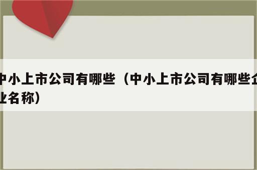 中小上市公司有哪些（中小上市公司有哪些企业名称）