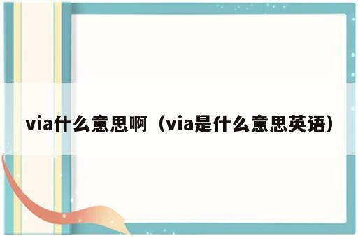 via什么意思啊（via是什么意思英语）