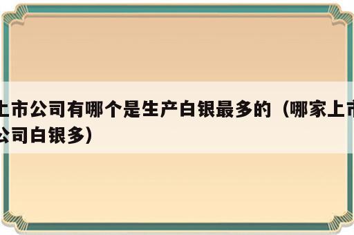 上市公司有哪个是生产白银最多的（哪家上市公司白银多）