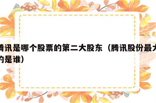 腾讯是哪个股票的第二大股东（腾讯股份最大的是谁）