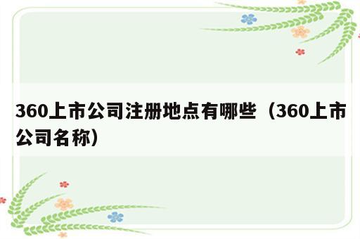 360上市公司注册地点有哪些（360上市公司名称）