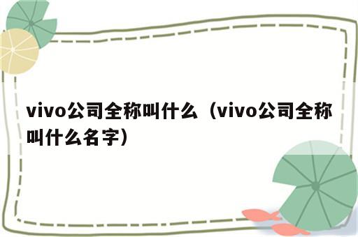 vivo公司全称叫什么（vivo公司全称叫什么名字）