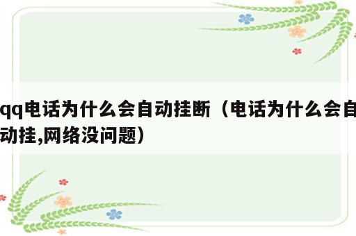 qq电话为什么会自动挂断（电话为什么会自动挂,网络没问题）