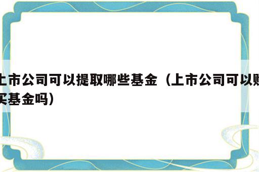 上市公司可以提取哪些基金（上市公司可以购买基金吗）