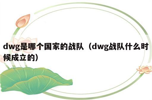 dwg是哪个国家的战队（dwg战队什么时候成立的）