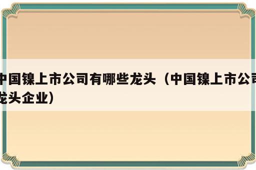 中国镍上市公司有哪些龙头（中国镍上市公司龙头企业）