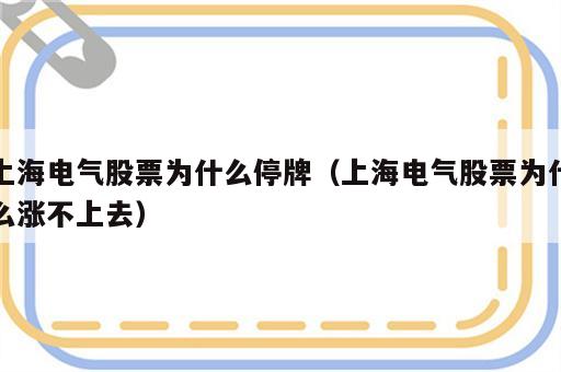 上海电气股票为什么停牌（上海电气股票为什么涨不上去）