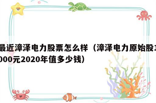 最近漳泽电力股票怎么样（漳泽电力原始股1000元2020年值多少钱）