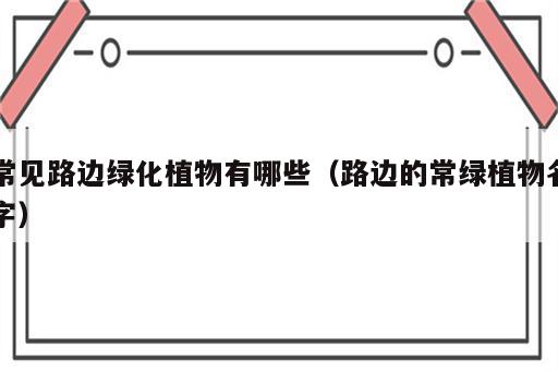 常见路边绿化植物有哪些（路边的常绿植物名字）