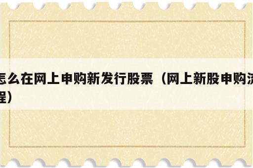 怎么在网上申购新发行股票（网上新股申购流程）