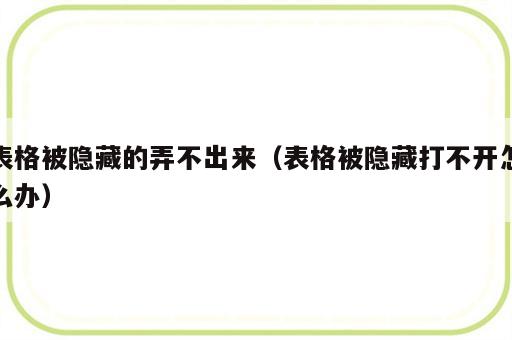 表格被隐藏的弄不出来（表格被隐藏打不开怎么办）