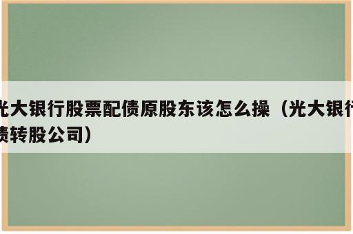 光大银行股票配债原股东该怎么操（光大银行债转股公司）