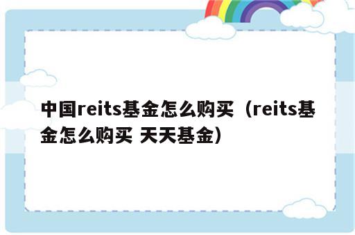 中国reits基金怎么购买（reits基金怎么购买 天天基金）