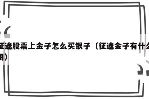 征途股票上金子怎么买银子（征途金子有什么用）