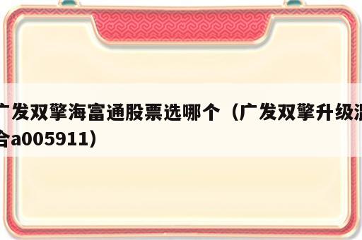 广发双擎海富通股票选哪个（广发双擎升级混合a005911）