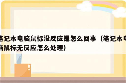 笔记本电脑鼠标没反应是怎么回事（笔记本电脑鼠标无反应怎么处理）