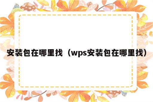 安装包在哪里找（wps安装包在哪里找）