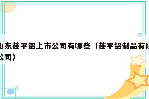 山东茌平铝上市公司有哪些（茌平铝制品有限公司）