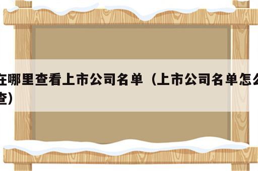 在哪里查看上市公司名单（上市公司名单怎么查）