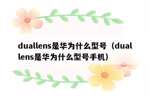 duallens是华为什么型号（duallens是华为什么型号手机）